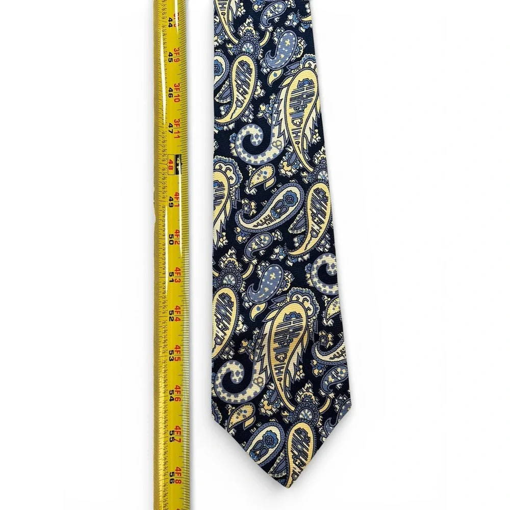 Vintage Polo Ralph Lauren Tie Blue Paisley Pattern Designer 100% Silk Preppy USA